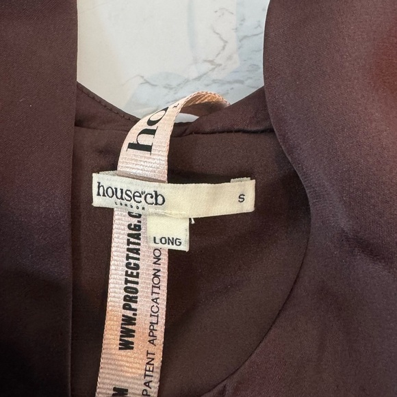 House of CB Shiema Rich Brown Fit & Flare Deep Vneck Mini Dress Size S Party - Picture 7 of 11